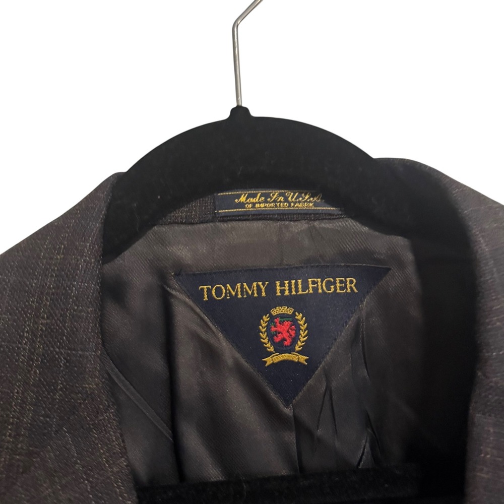 Tommy Hilfiger Mens 44R Dark Gray Brown Black‎ Plaid Jacket Blazer Dress Coat - Picture 2 of 9